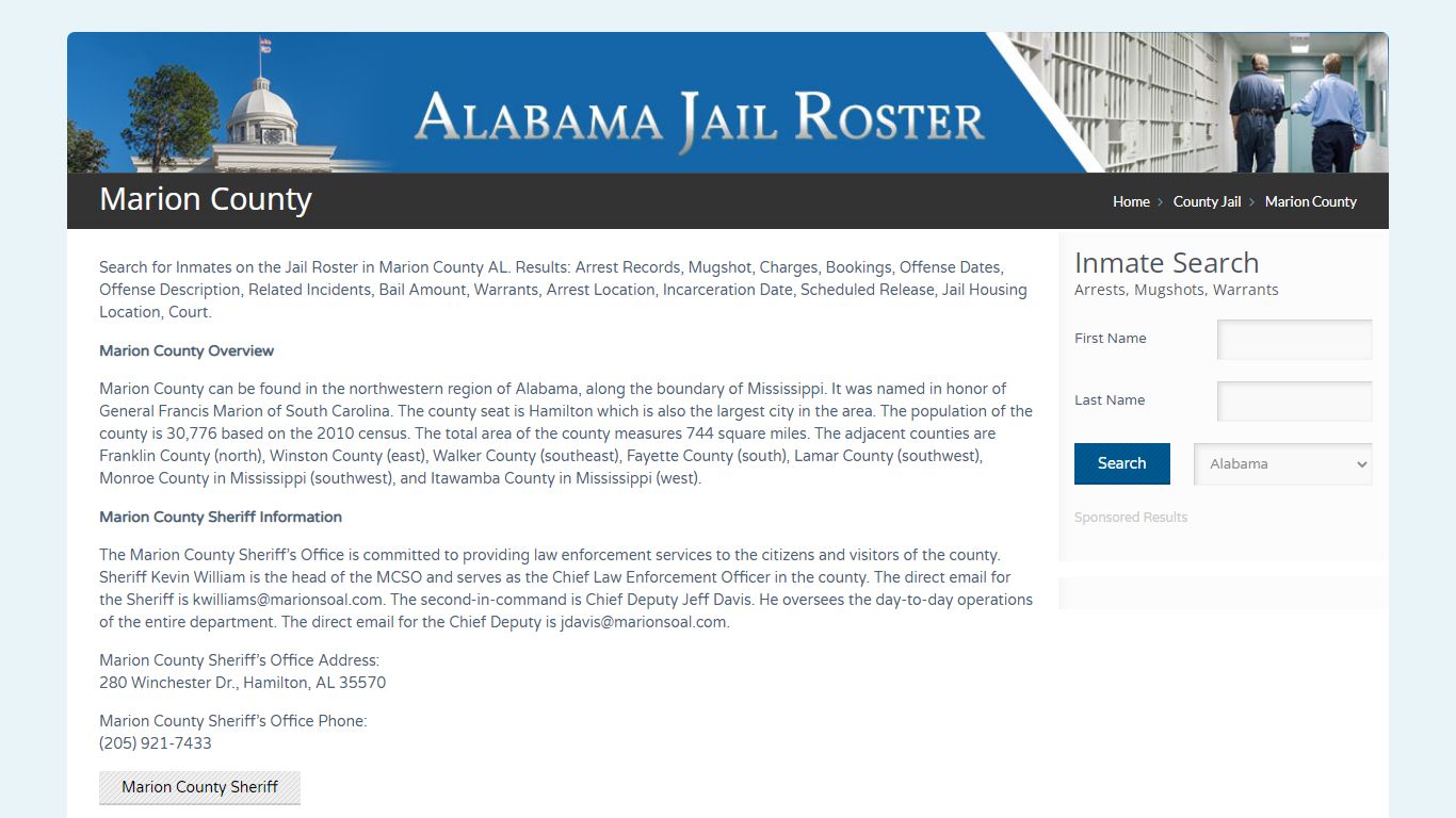 Marion County | Alabama Jail Inmate Search