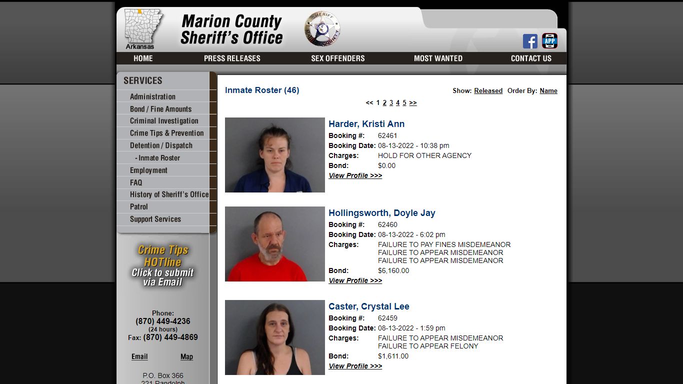 Inmate Roster - Marion County Sheriff's Office